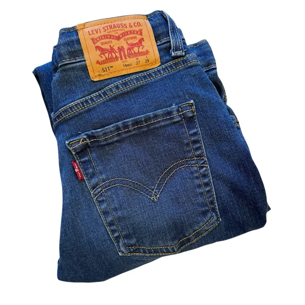 Levi 511 Dark Blue Jeans Youth Boys Size 14 Regular 27x29